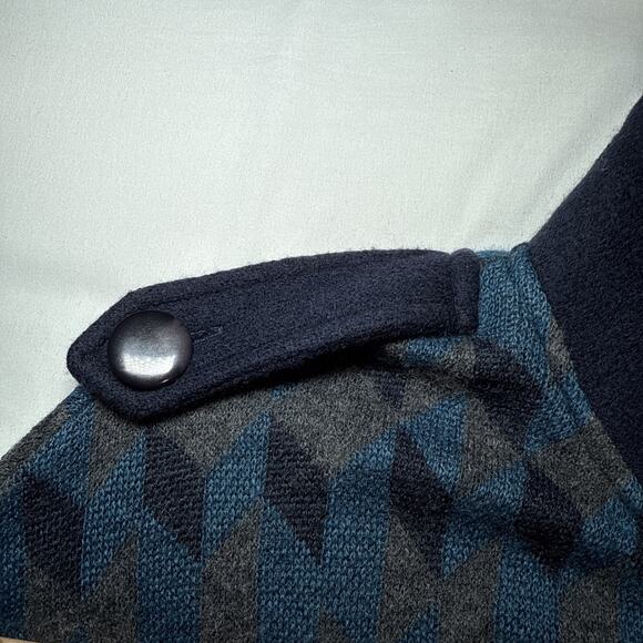 Heather B Poncho Womens Lg Wool Blend Blue Gray Full Zip Knit Sweater Cape EUC - Picture 5 of 16